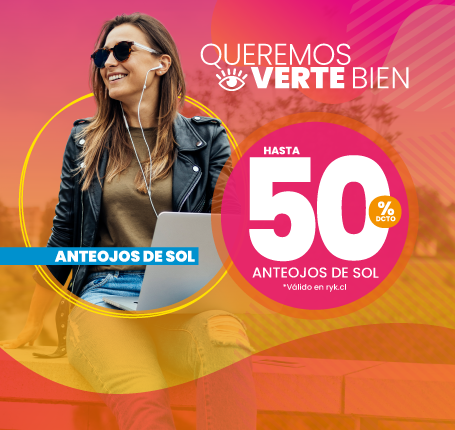 Hasta 50% anteojos de sol