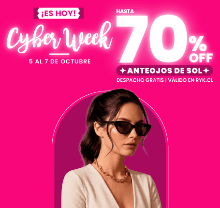 hasta 70% anteojos de sol