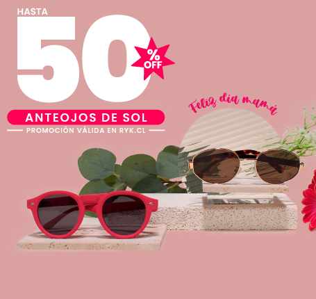 Hasta 50% anteojos de sol