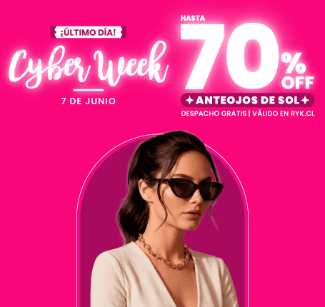 Hasta 70% anteojos de sol
