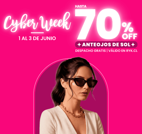 Hasta 70% anteojos de sol