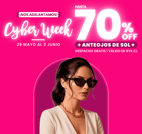 Hasta 70% anteojos de sol